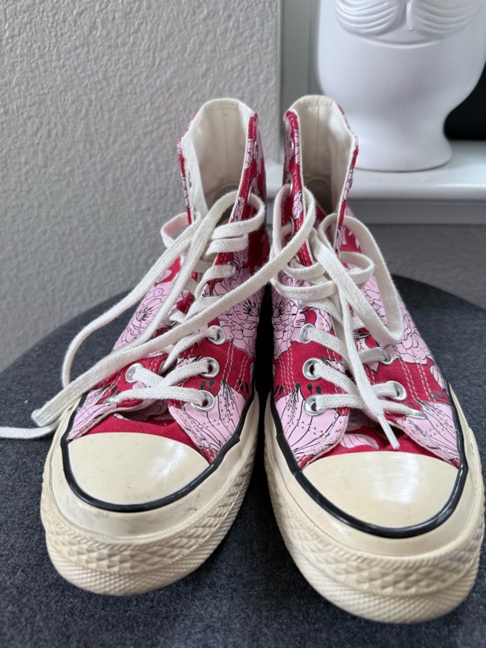 Converse Chuck Taylor All Star Floral High Top Sneakers Pink Red Women’s Size 9 - Picture 3 of 10